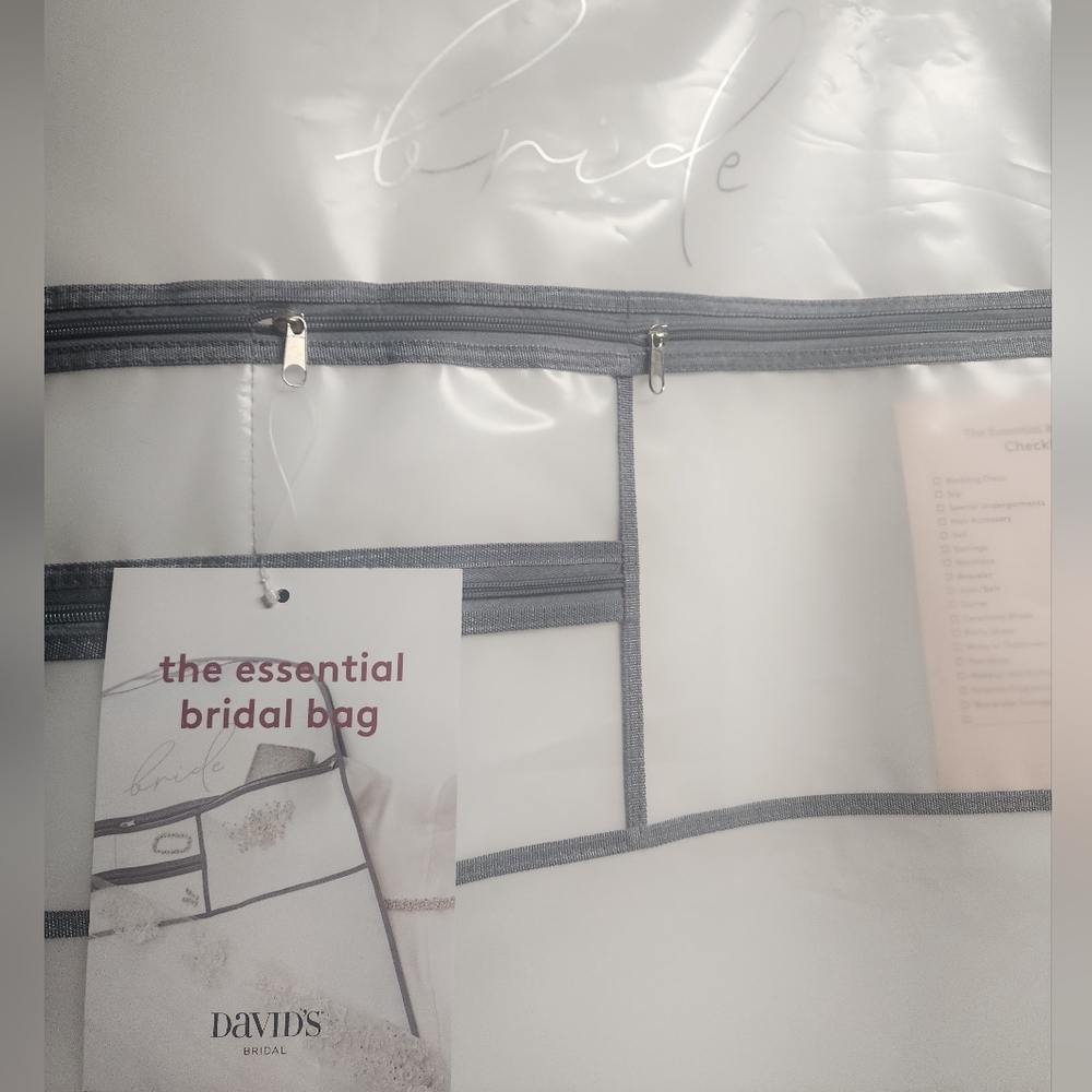 David's Bridal White and Gray Bridal Bag
